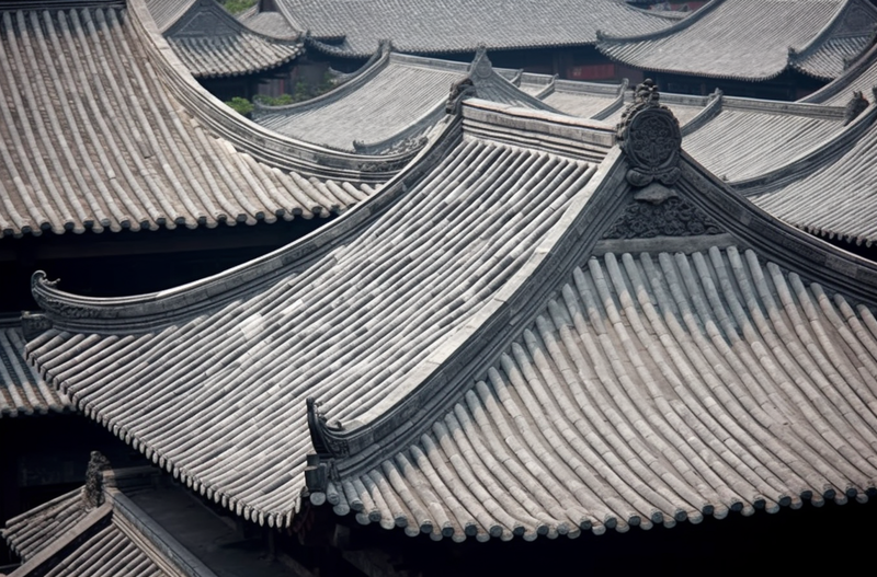 阳光下古老的房屋建筑的屋顶,高清,摄影图,摄影图片,图片大全,摄影图免费下载